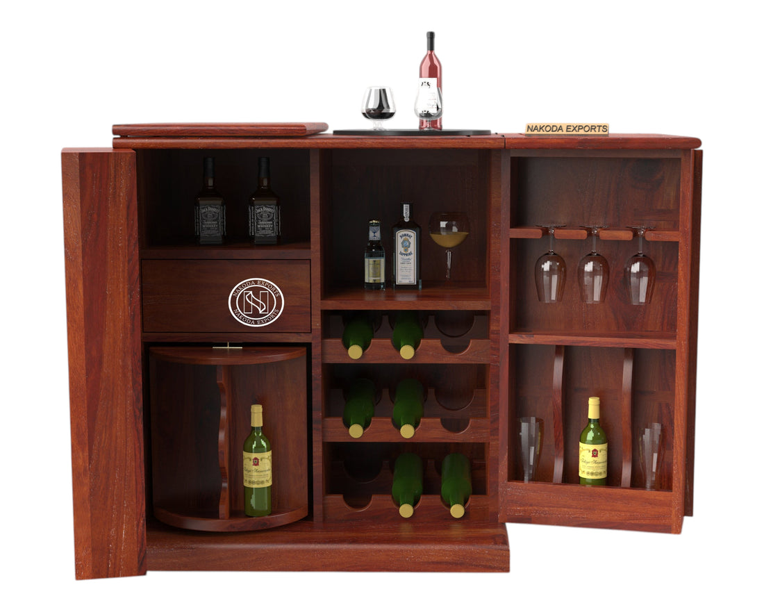 Woven Wooden Bar Cabinet