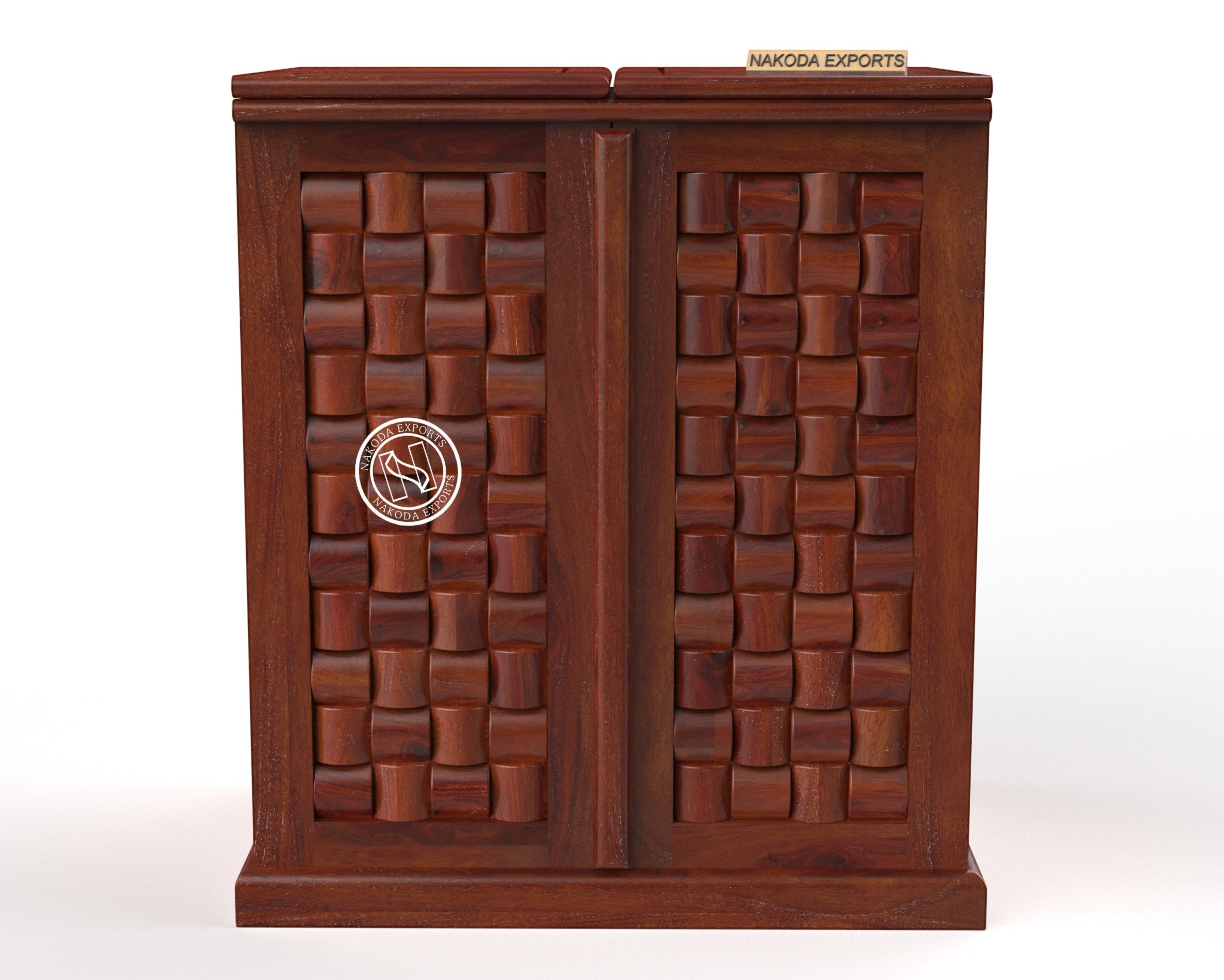 Woven Wooden Bar Cabinet
