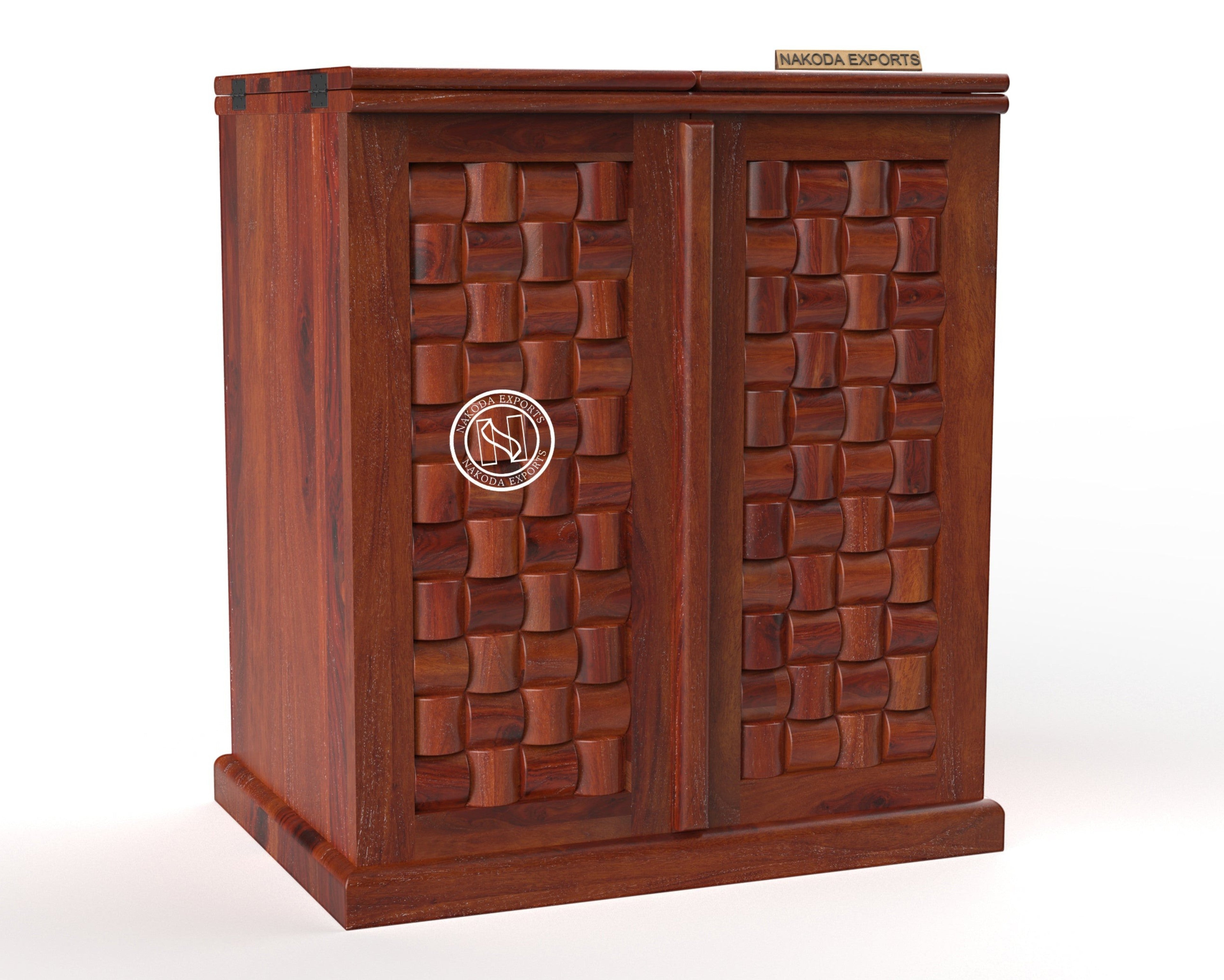 Woven Wooden Bar Cabinet