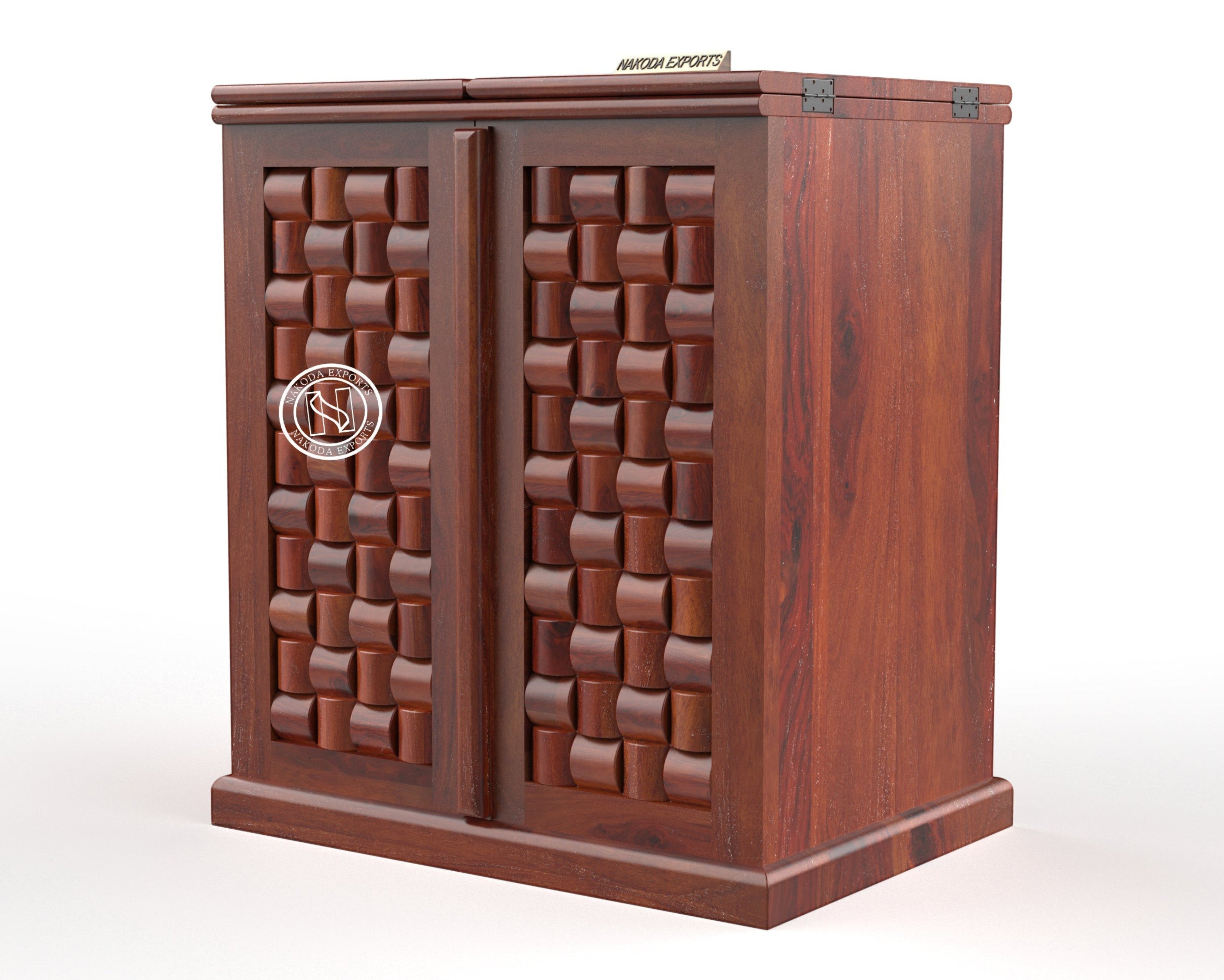 Woven Wooden Bar Cabinet