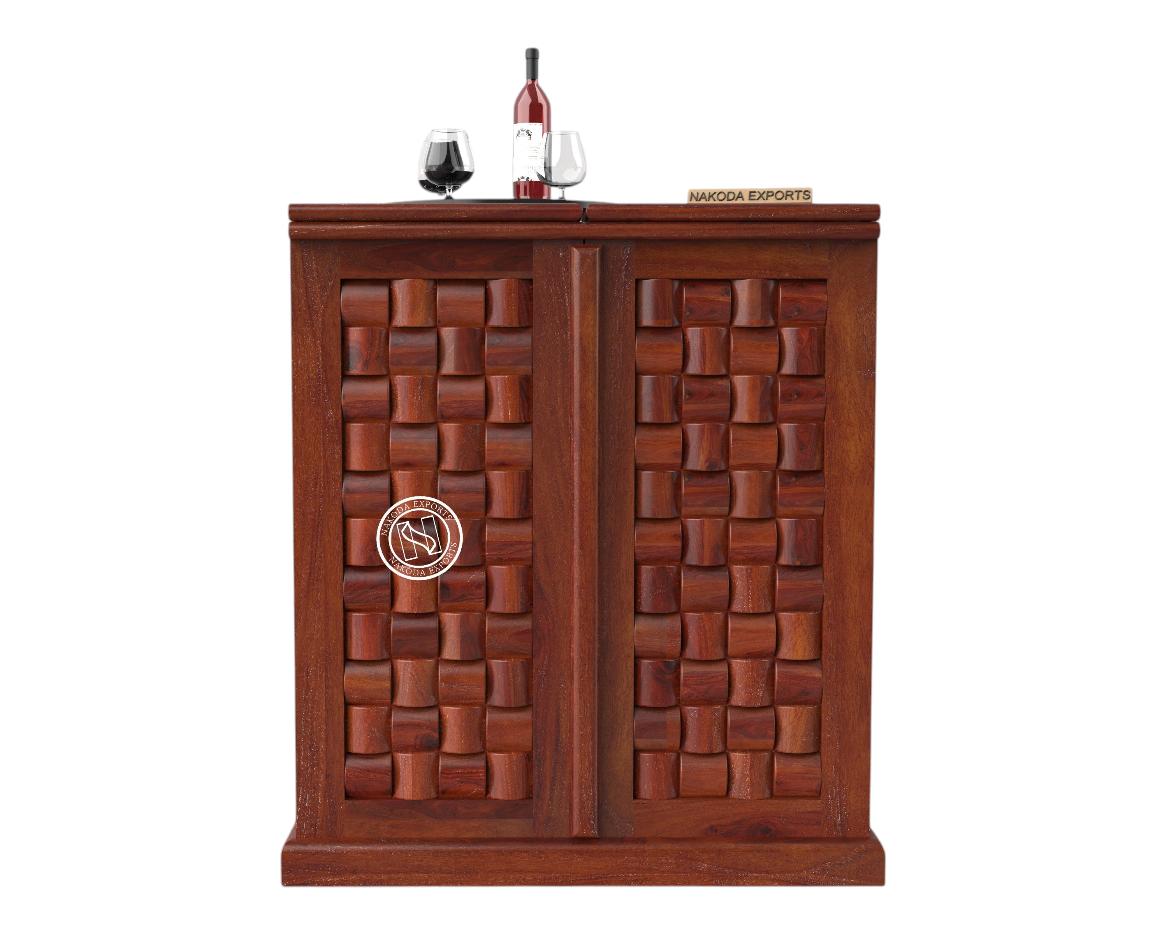 Woven Wooden Bar Cabinet