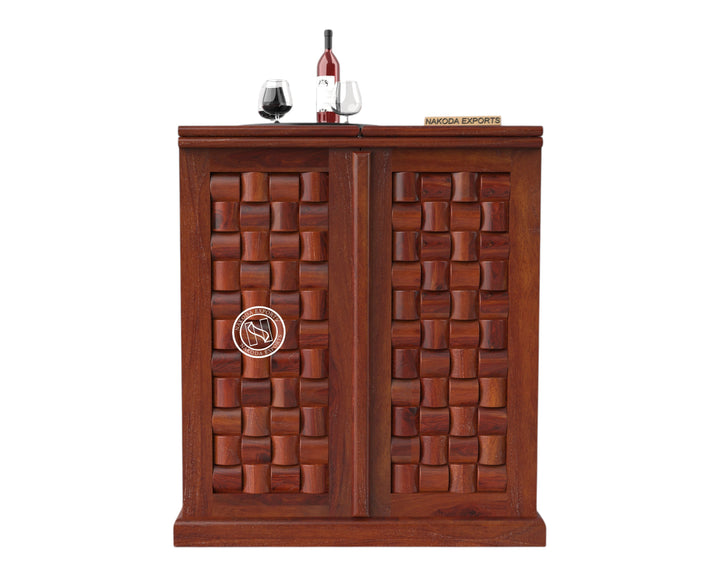 Woven Wooden Bar Cabinet