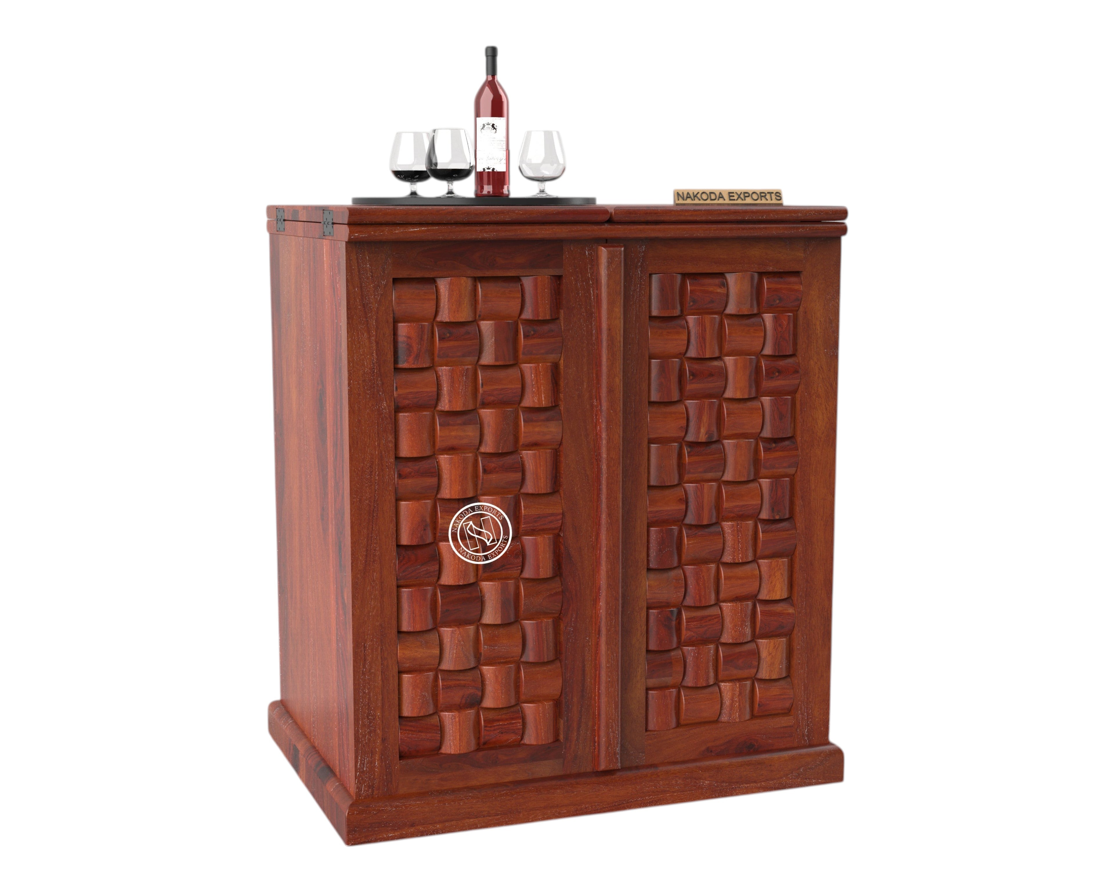 Woven Wooden Bar Cabinet