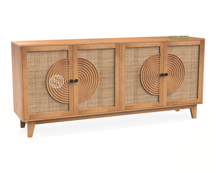 Rustic Rattan Circle Motif Sideboard