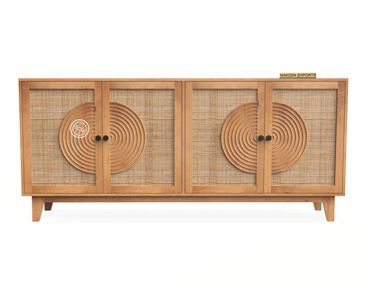 Rustic Rattan Circle Motif Sideboard
