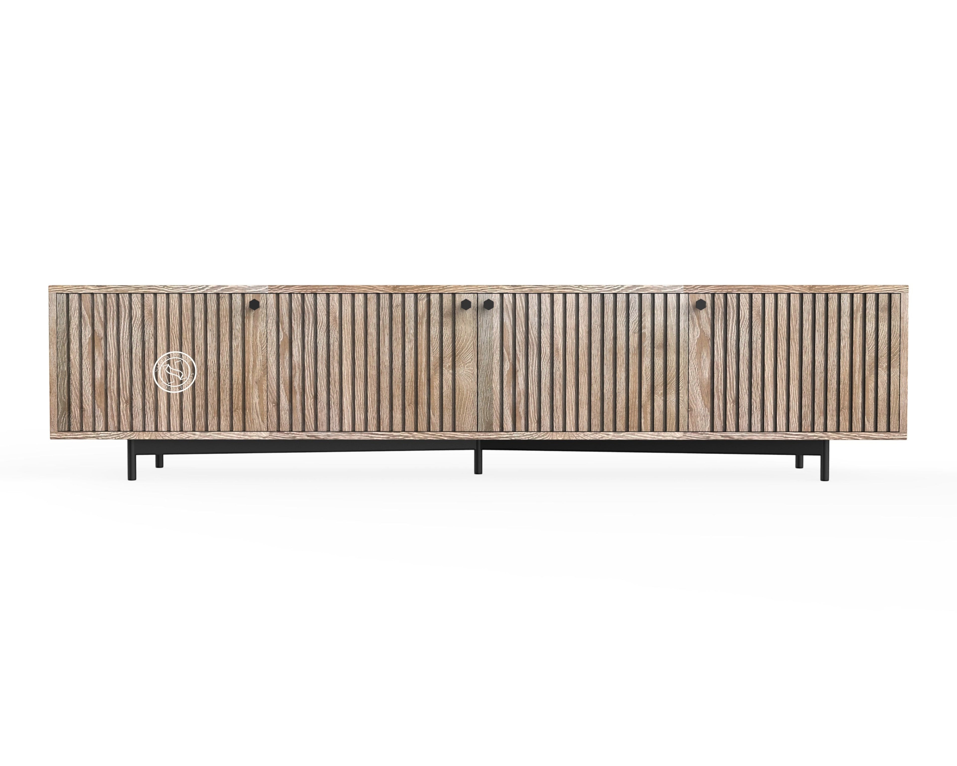 Modern Ribbed Mango Wood TV Unit