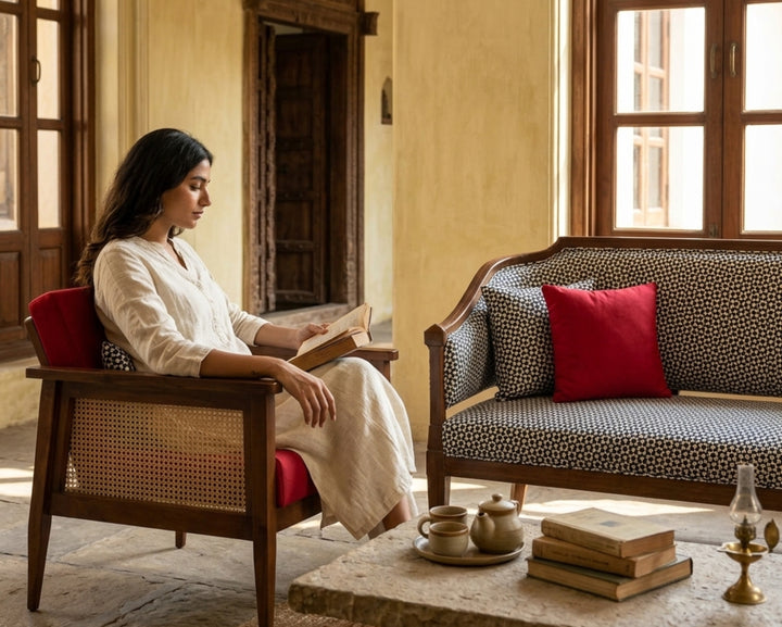 Classic Cane Armchair And Sofa Set