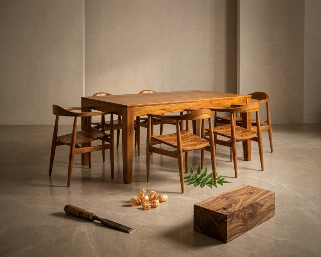 Teak Dining Set With Six Chairs