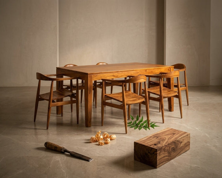 Teak Dining Set With Six Chairs