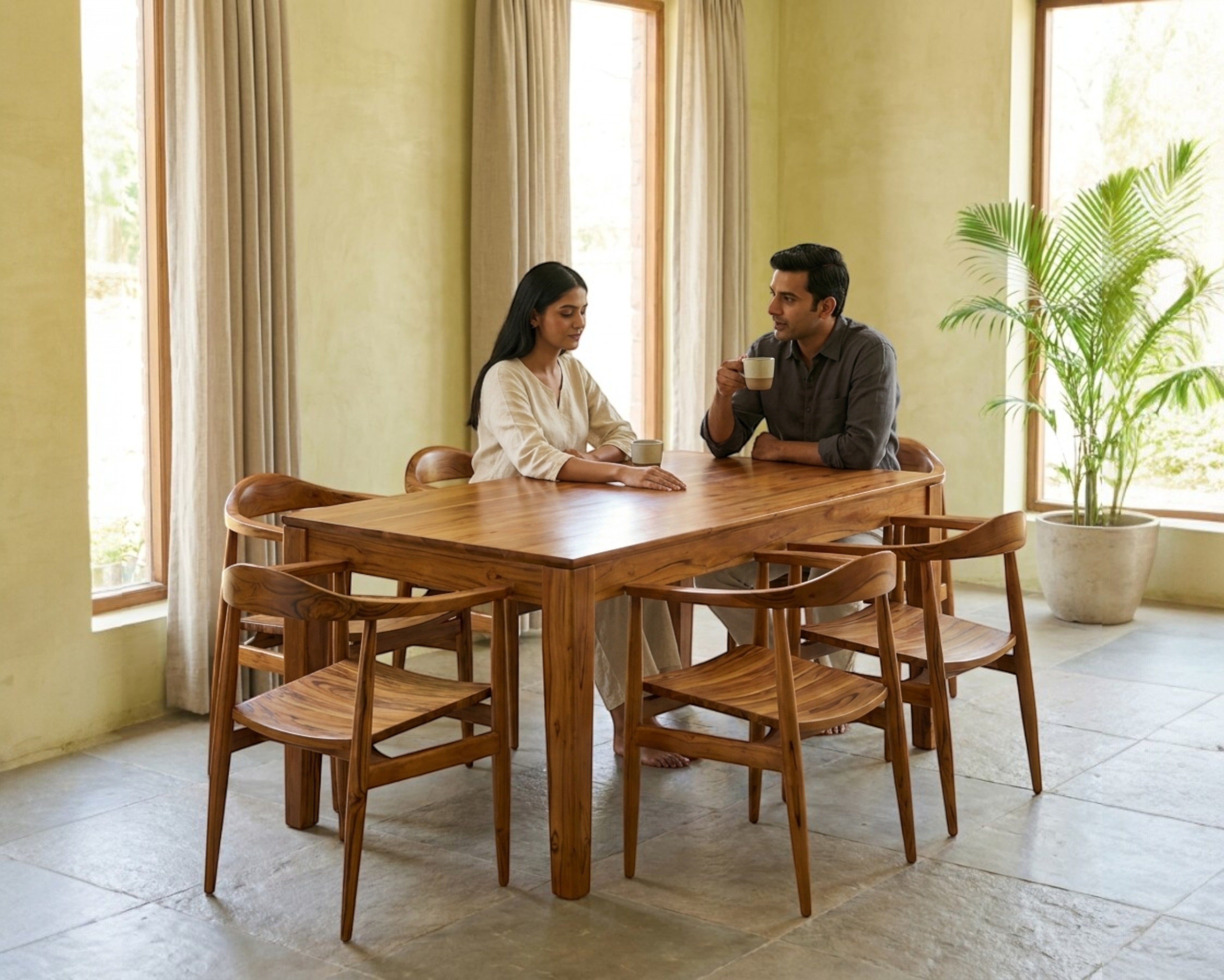 Teak Dining Set With Six Chairs