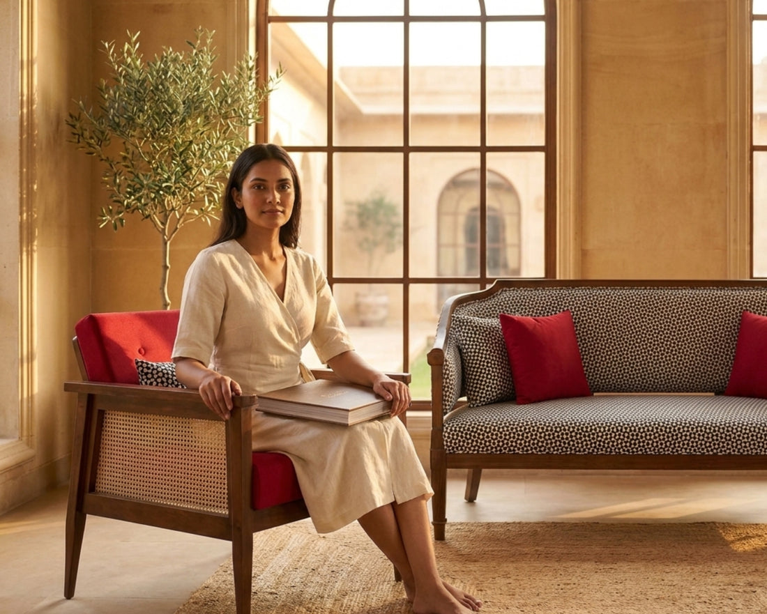 Classic Cane Armchair And Sofa Set