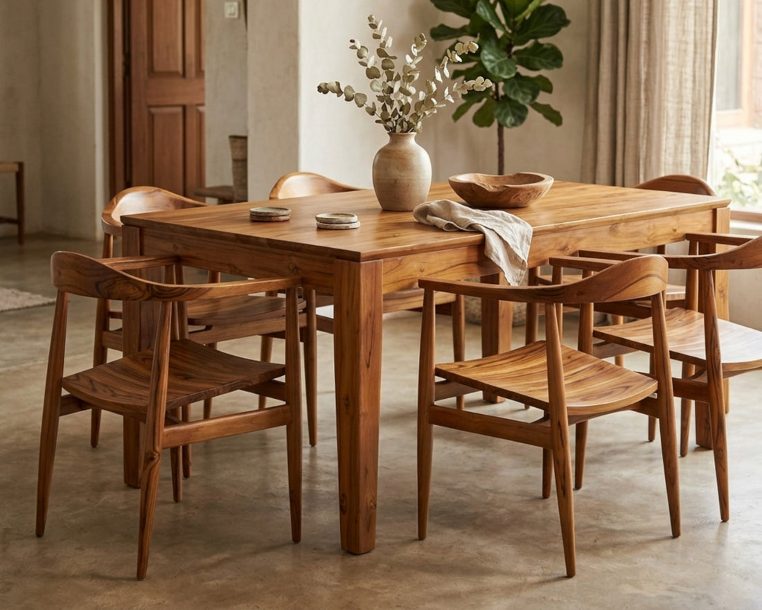 Teak Dining Set With Six Chairs