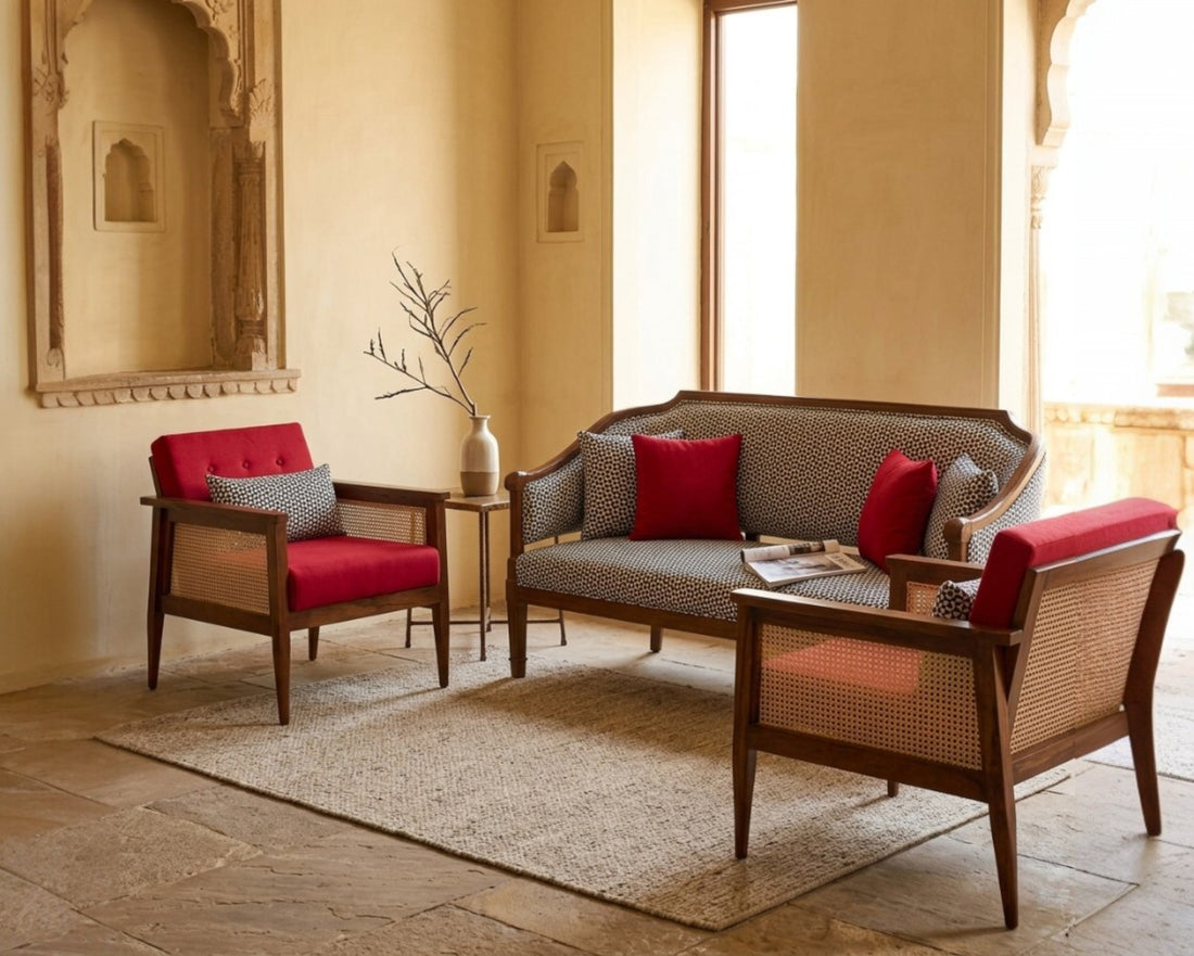 Classic Cane Armchair And Sofa Set