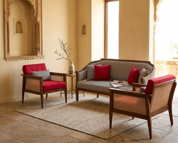 Classic Cane Armchair And Sofa Set
