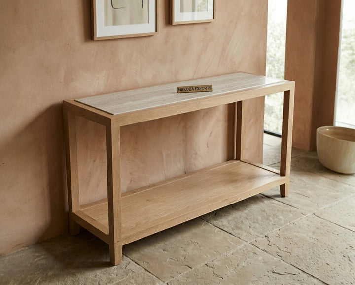 Linea Travertine Console Table