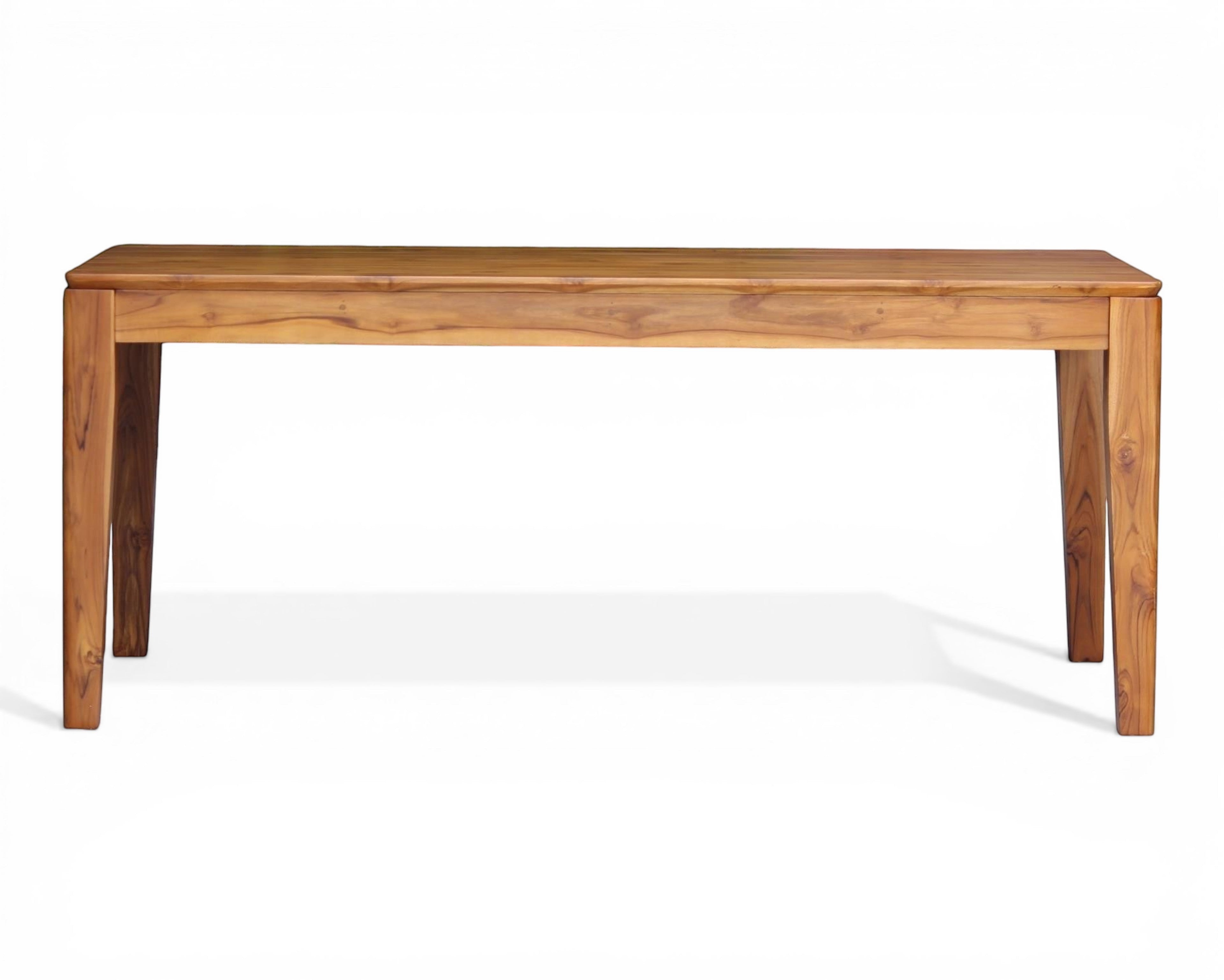 Nakoda Homes solid wood dining table with a warm, natural finish and clean lines. Seats six.