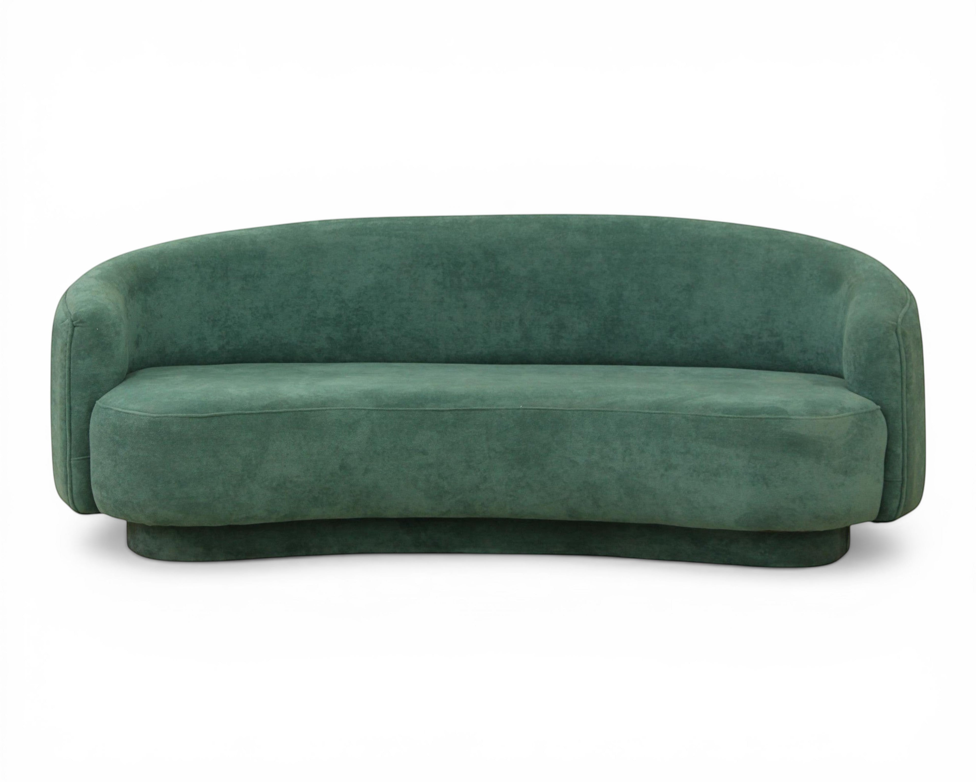Nakoda Homes teal upholstered curved sofa set with rounded arms and low-profile base, crafted from soft-touch fabric.
